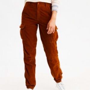 AMERICAN EAGLE SUPER HI RISE CORDUROY CARGO JOGGERS